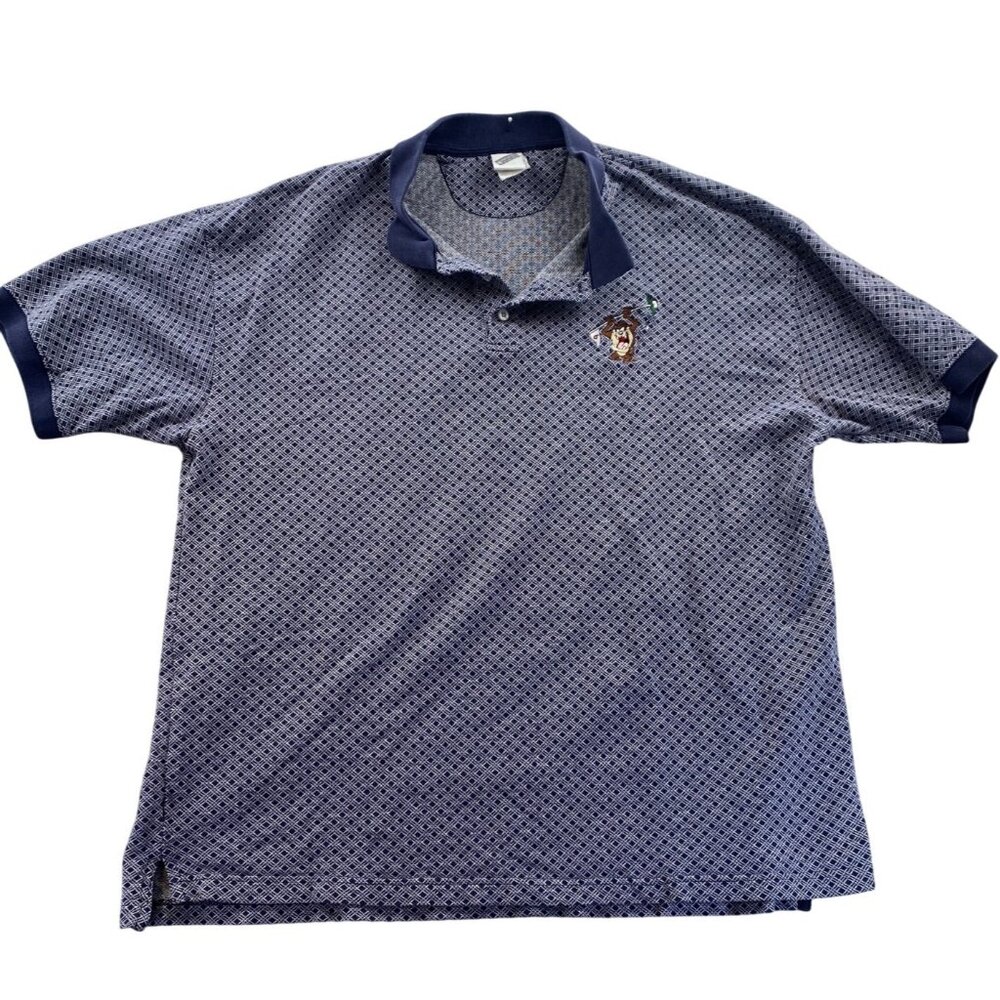 Taz Embroidered Golf Polo Shirt Mens XL, Warner Bro,s Nav,y Vintage 1999